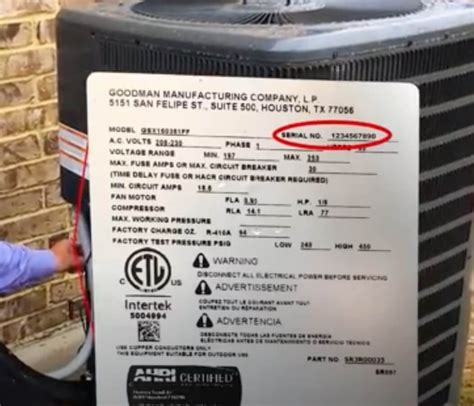 Goodman AC Age By Serial Number. Goodman AC serial number is comprised of 10 digits. For telling when the Goodman air conditioner was made, we will only need the first 4 digits. The other 6 digits are just a sequence that is not relevant here. Here is what a standard Goodman AC serial number looks like: 9906 015000. . 