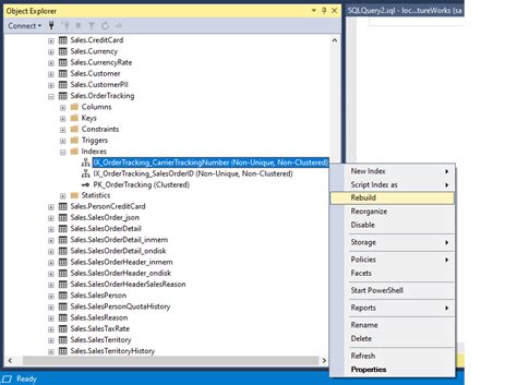 How to rebuild index in sql server