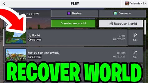 How to recover a deleted minecraft world bedrock edition. .  ...