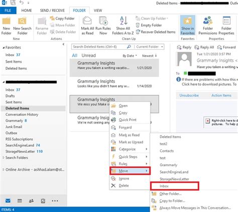 How to recover missing emails in outlook