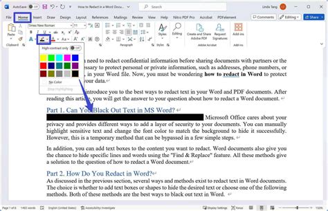 How to redact in word