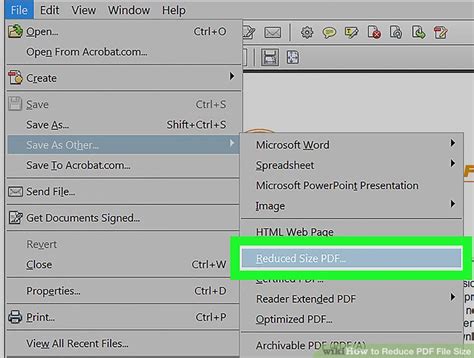 How to reduce size in pdf