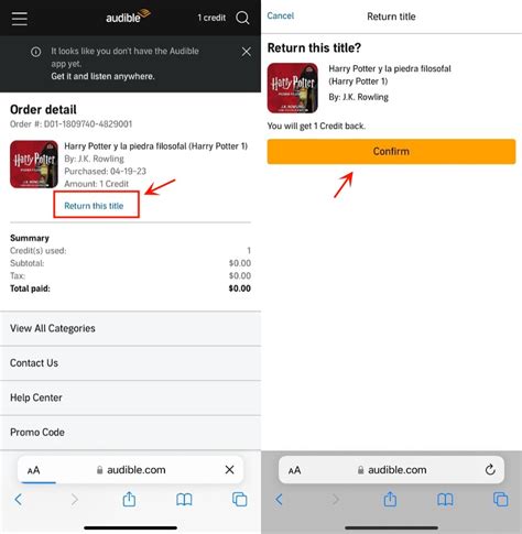 How to refund audible book. To return an Audible book, head to your account details and click Purchase History. From there, you'll see a list of your orders. Find the order with the book you want to return, and click Return. If you've reached the Audible return limit, you can still return your book by contacting Audible customer service. 4. … 