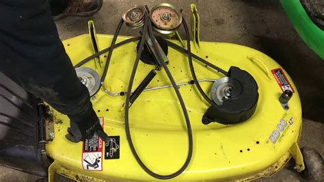 How to remove a john deere mower deck. Troubleshooting belt issue. Deck removal for John Deere 425 54" mower deck.Part II Stud Repair: https://www.youtube.com/watch?v=X4fVTckjOYEJohn Deere 54" dec... 