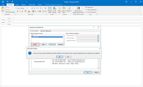 How to remove automatic signature in outlook