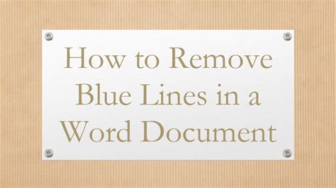 How to remove blue lines in word