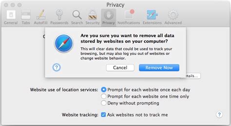How to remove cookies in safari