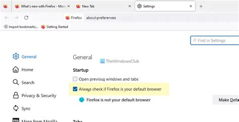 How to remove default browser in firefox