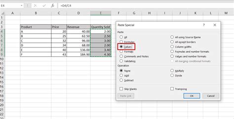 How to remove equation in excel