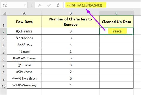 How to remove left characters in excel