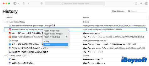 How to remove search history in safari