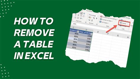 How to remove table name in excel