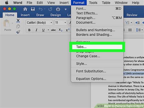 How to remove tabs in word