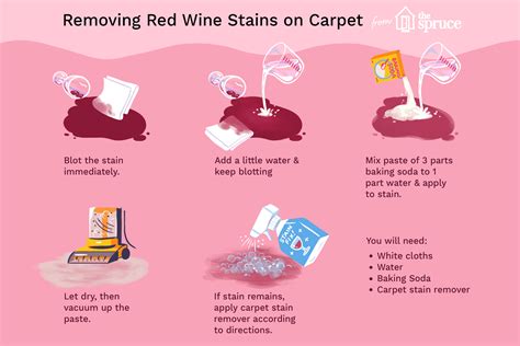 How to remove wine stains. To remove red wine stains from carpet, pour some white wine over the stain to neutralize the red, and then blot up the excess wine with a clean, dry cloth. Finally, treat the stained area with ... 