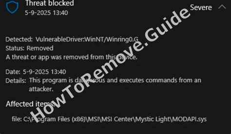 How to remove winring0.  While it is more of a warning, there is a possibilit...