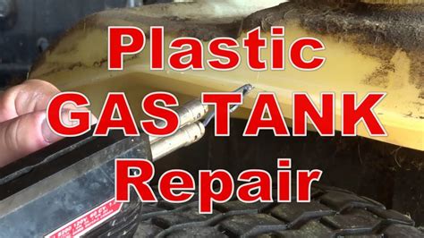 How to repair a punctured plastic fuel tank? Step one of the procedure is to thoroughly empty the gasoline tank of any residual fuel that may have been there.2 Using the sand paper, make scratches in the region of the plastic fuel tank that you want to repair.3 Remove any debris from the vicinity with an alcohol-soaked rag.4 After thoroughly .... 