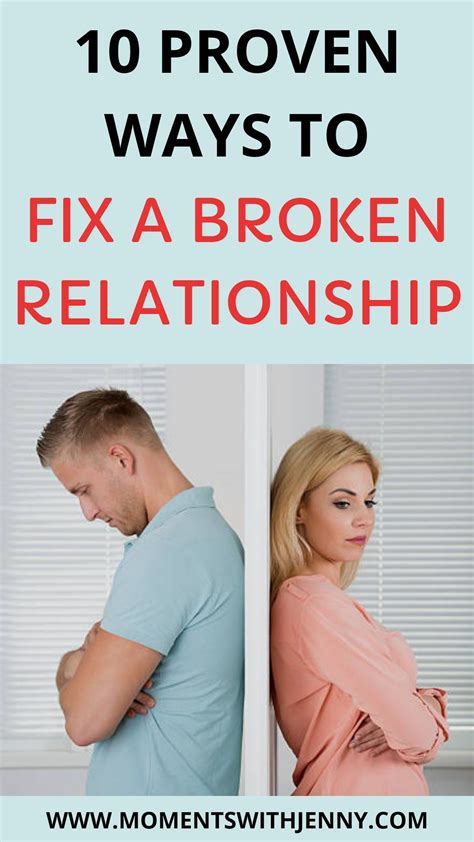 How to repair a relationship. For the relationship to be repaired, you both need to start from scratch and give the other a chance to show that they are committed to making a change. Continue regular one-on-one conversations, be vocal when you sense a problem and don’t let it fester, and most of all, be patient. This isn’t an overnight … 