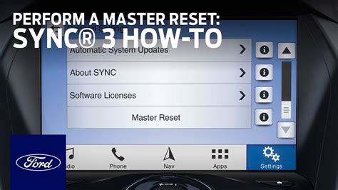 Master/factory resets are performed using the SYNC sy