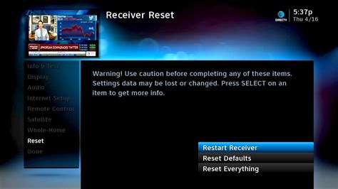 How to reset my directv box. We’ve got the whack-simple steps you need to reset your receiver, refresh your signal strength, and solve other DIRECTV problems. By Randy Harward. Share | Jan 23, 2024. 5-day free trial: Tired of cable and satellite TV but not quite sure if you wanna cut the cord? 