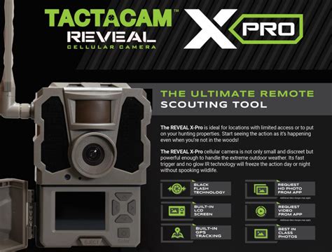 Shop Tactacam Reveal X-Pro Camera | 12% Off 4.8 Star Rating on 5 Reviews for Tactacam Reveal X-Pro Camera Best Rated + Free Shipping over $49. Toll-Free: +1-800-504-5897 Live Chat Help Center Check Order Status. About Us Policies Reviews How To. FREE SHIPPING & FREE RETURNS*