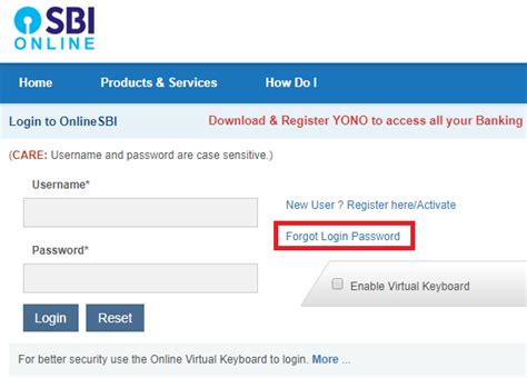 How to reset the SBI internet banking user ID and password