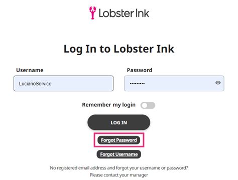 How to reset your password Lobster Ink Workspaces