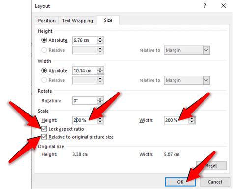 How to resize an image in word