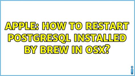 How to restart PostgreSQL installed by Brew in OSX?