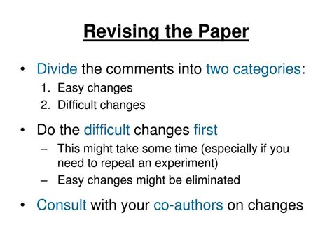 How to revise a research paper. The first step in the revising and editing process is to start reading your draft from the beginning and make sure that each part—the introduction, body, and conclusion—does the job it’s supposed to do. For each part of your draft, ask yourself the questions on the following checklist. If your answer … See more 