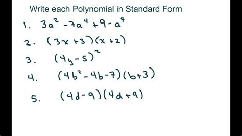 How to rewrite polynomials in standard form