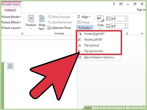 How to rotate image in word