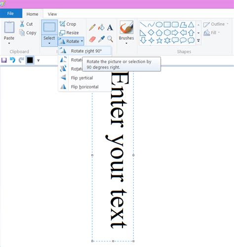 How to rotate text box in paint