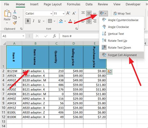 How to rotate text in excel chart