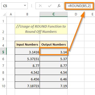How to round off in excel formula