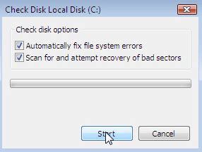 How to run chkdsk utility in vista
