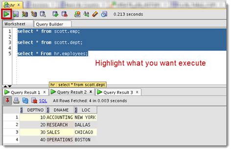How to run query in sql developer
