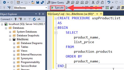 How to run stored procedure in sql