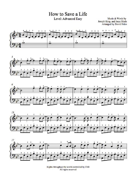 How to save a life in piano