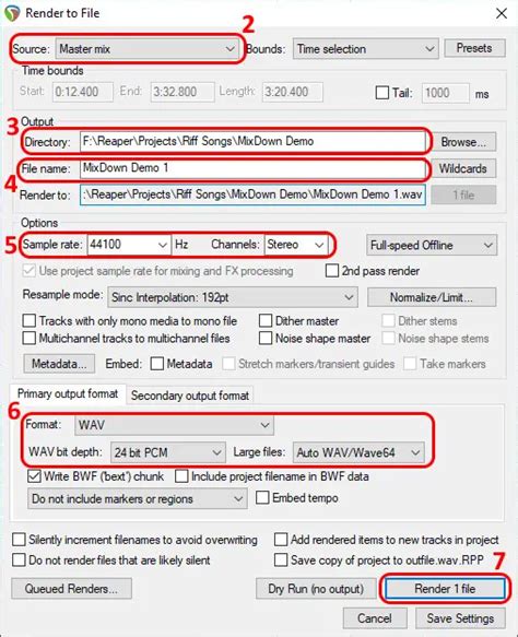 How to save a mixdown and export tracks in Reaper