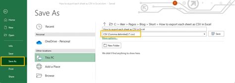 How to save each sheet as CSV in Excel
