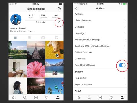 How to save instagram photos. Click on the three horizontal lines that show up on the top right corner of the profile page. A hamburger menu shows up, click on Settings at the bottom. In Settings, click on Account > Original Photos (if using an iPhone). For Android users, they need to click on Account > Original Posts. Inside Original Posts section, click on the Save Posted ... 