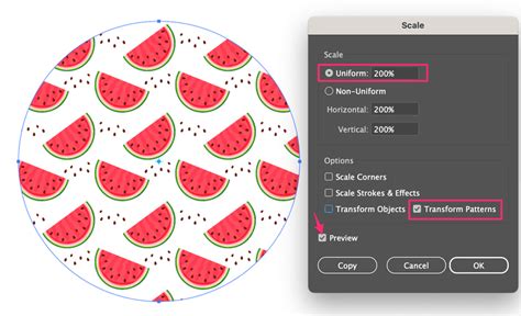 How to scale pattern in illustrator