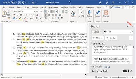 How to search in a word document