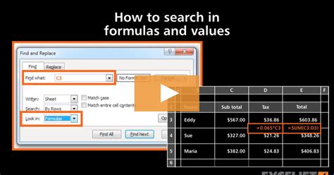 How to search in formulas and values in Excel Exceljet