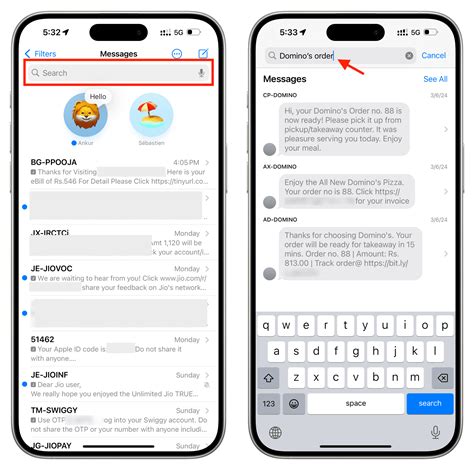 How to search messages in iphone