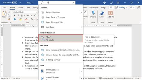 How to search words in a document