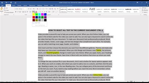 How to select all text in a Word document without dragging or scrolling
