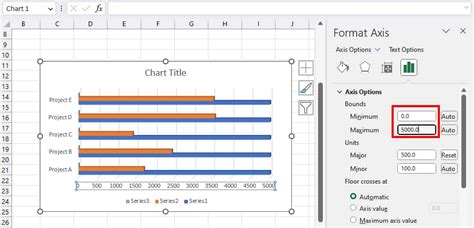 How to select value axis in excel