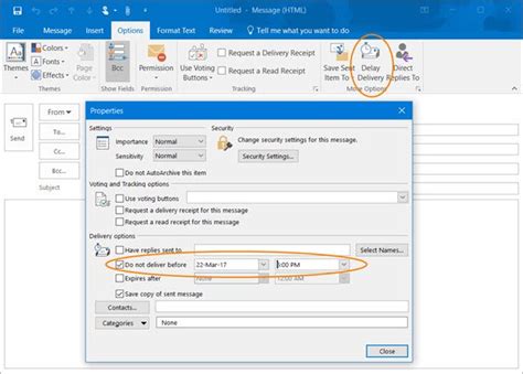 How to send delayed email in outlook