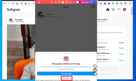 How to send message in instagram pc